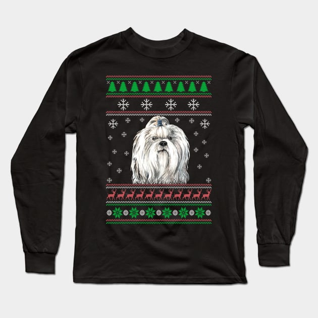 Cute Shih Tzu Dog Lover Ugly Christmas Sweater For Women And Men Funny Gifts Long Sleeve T-Shirt by uglygiftideas